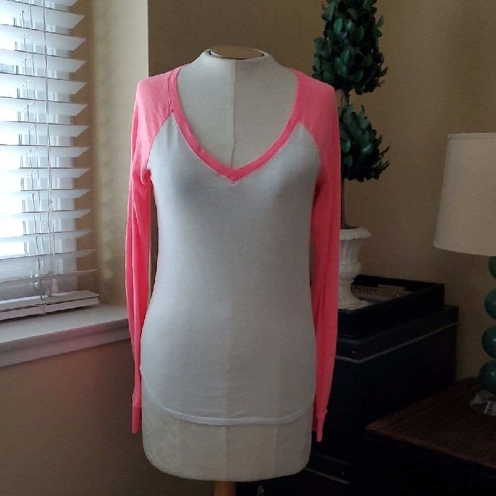 Victoria's Secret PINK and White Long Sleeve Top